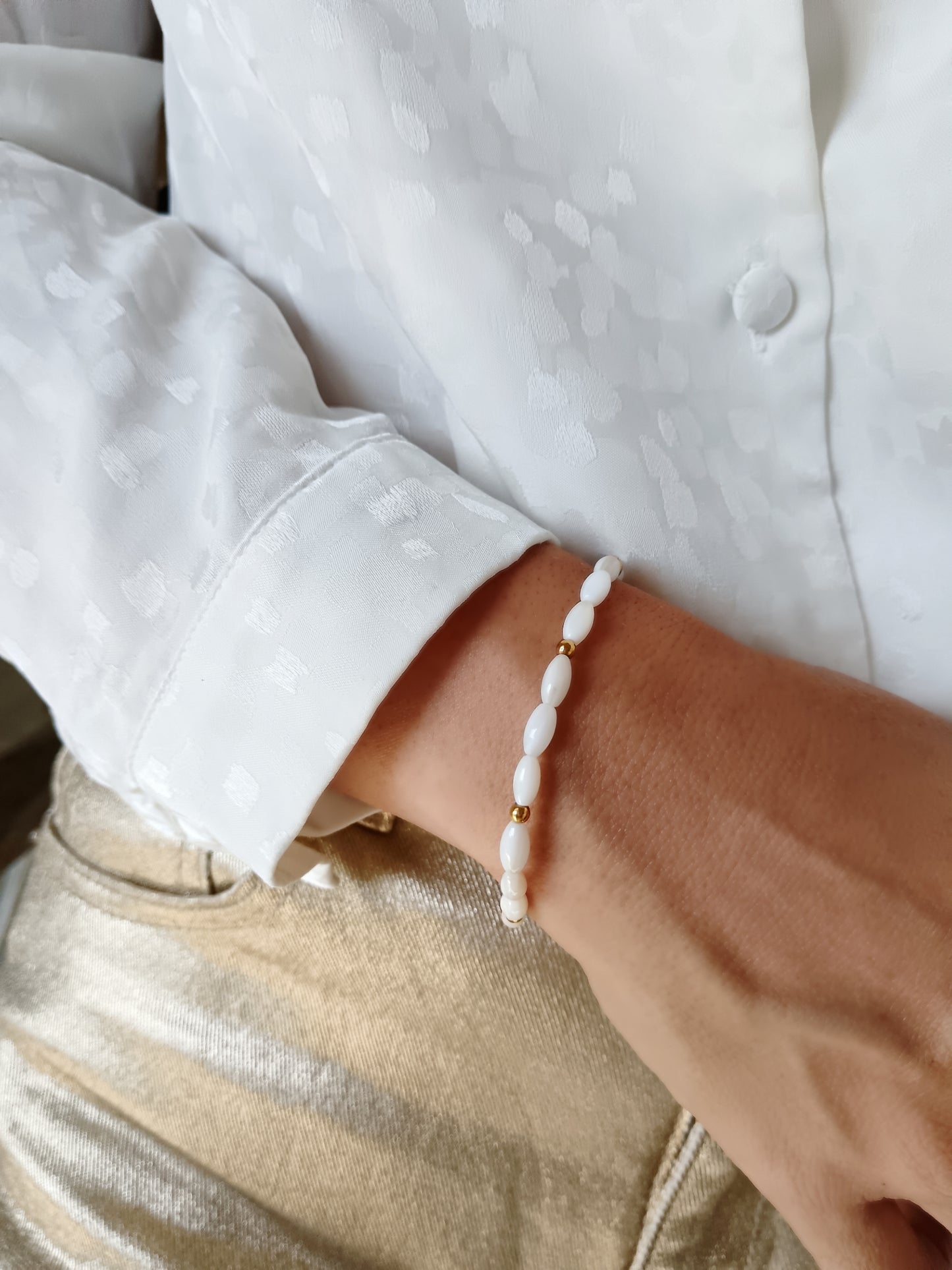 Bracelet nacre olive