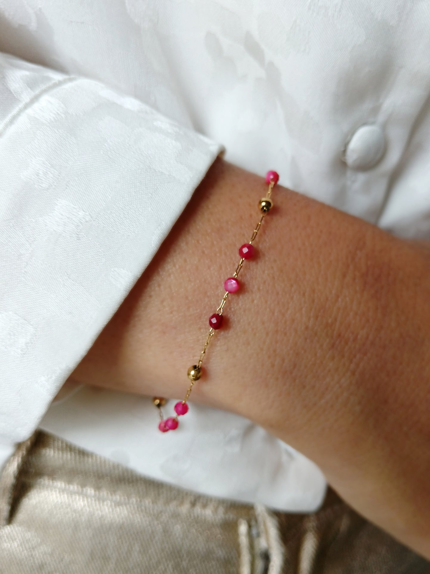Bracelet nacre fushia
