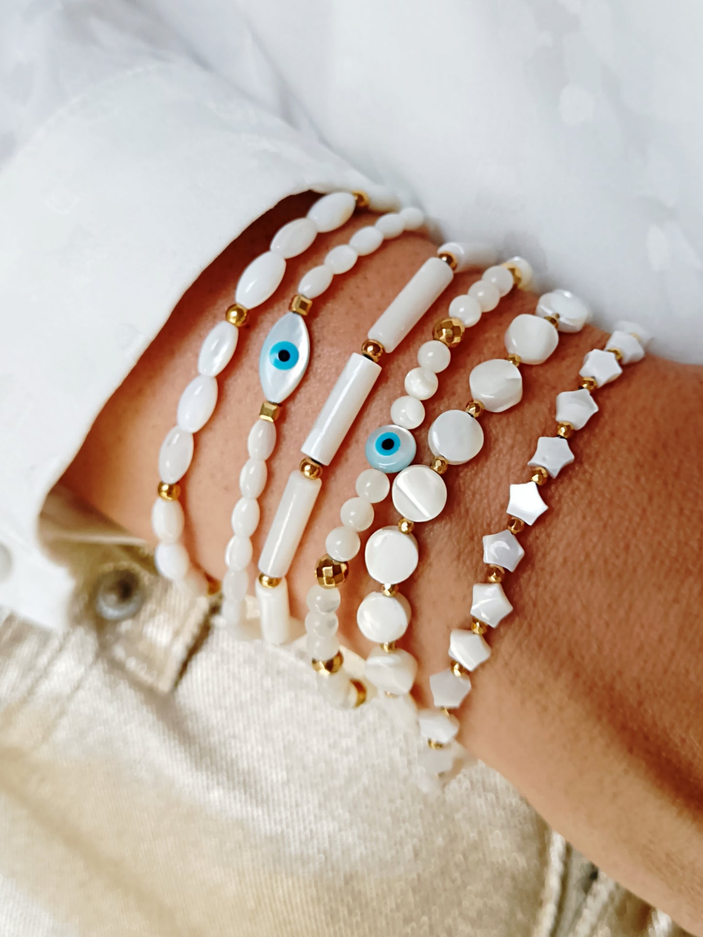 Bracelet nacre olive