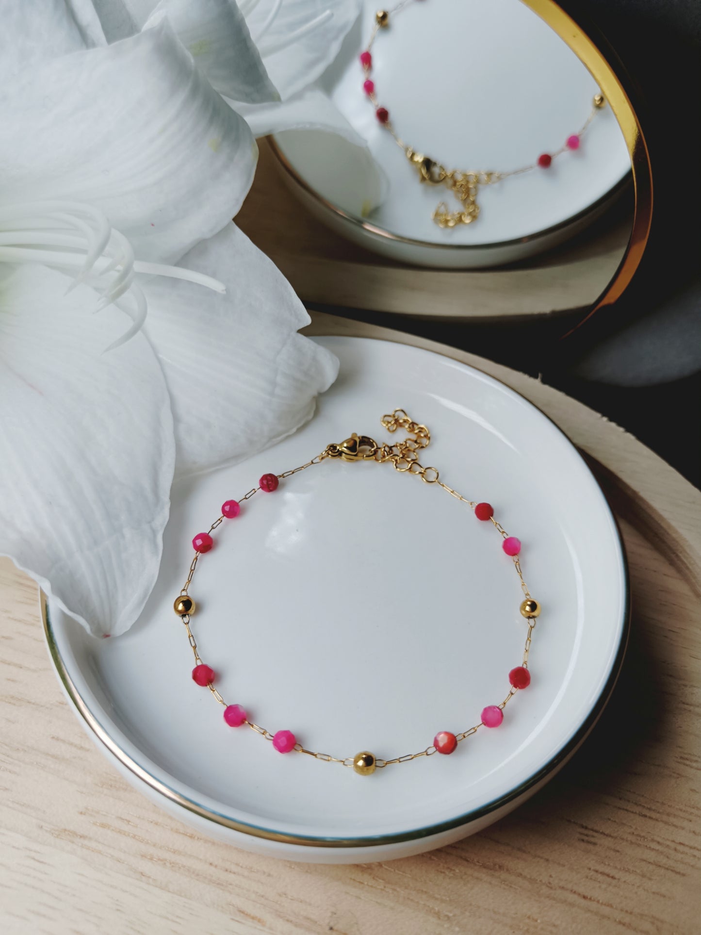 Bracelet nacre fushia