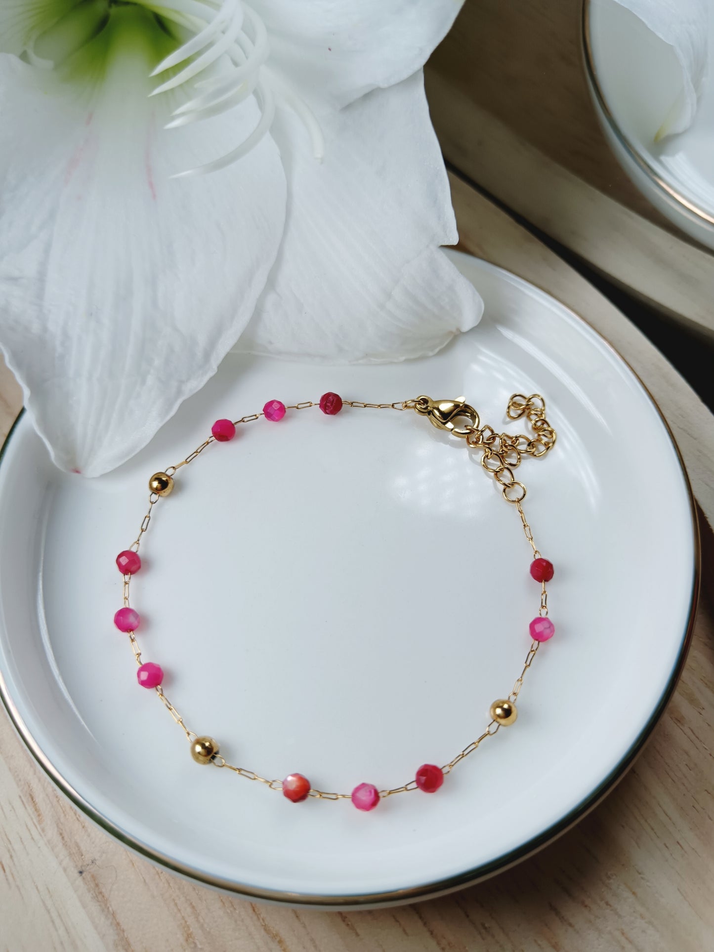 Bracelet nacre fushia