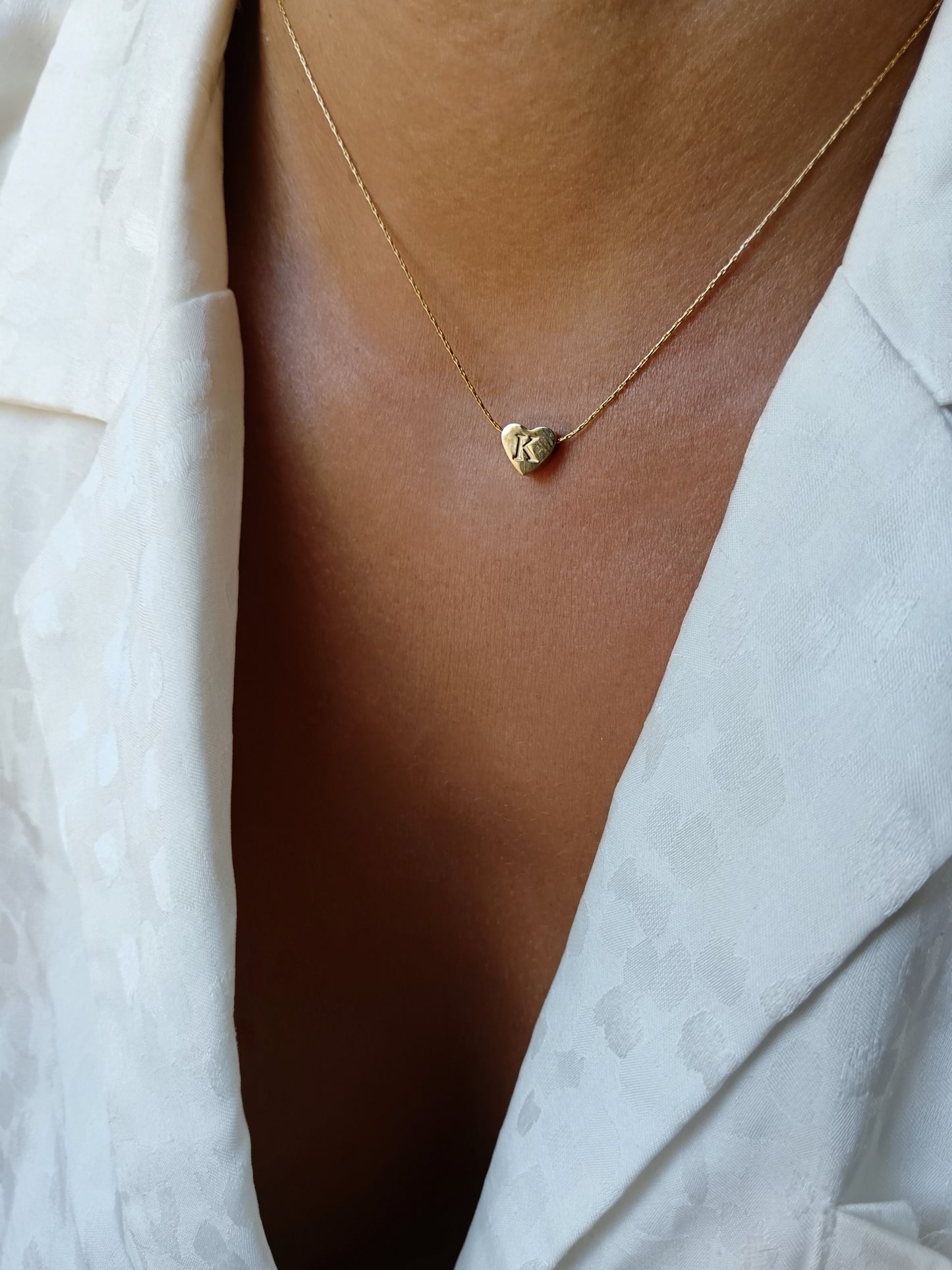 Collier initiale K en acier inoxydable doré