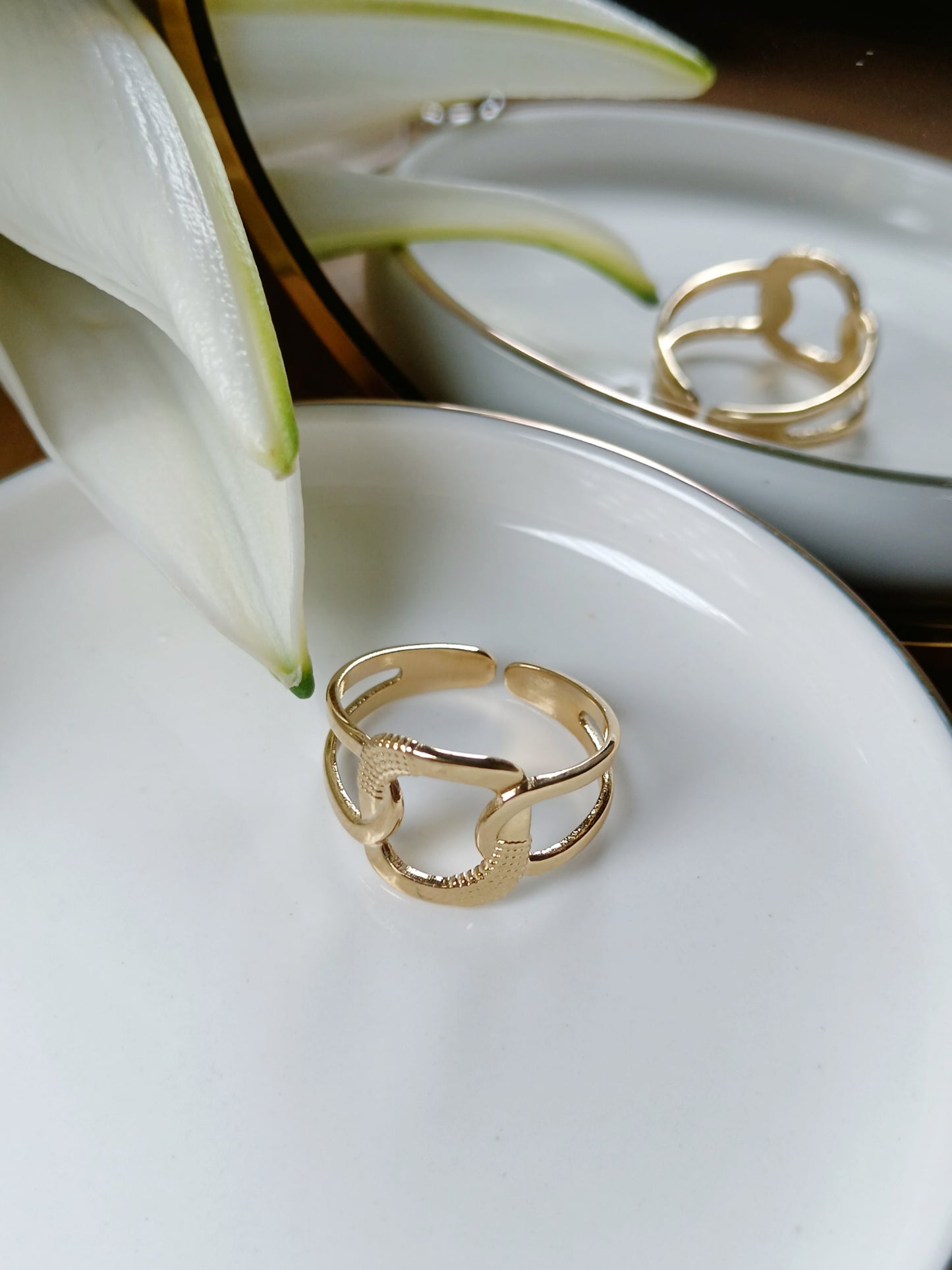 Bague en acier inoxydable doré réglable
