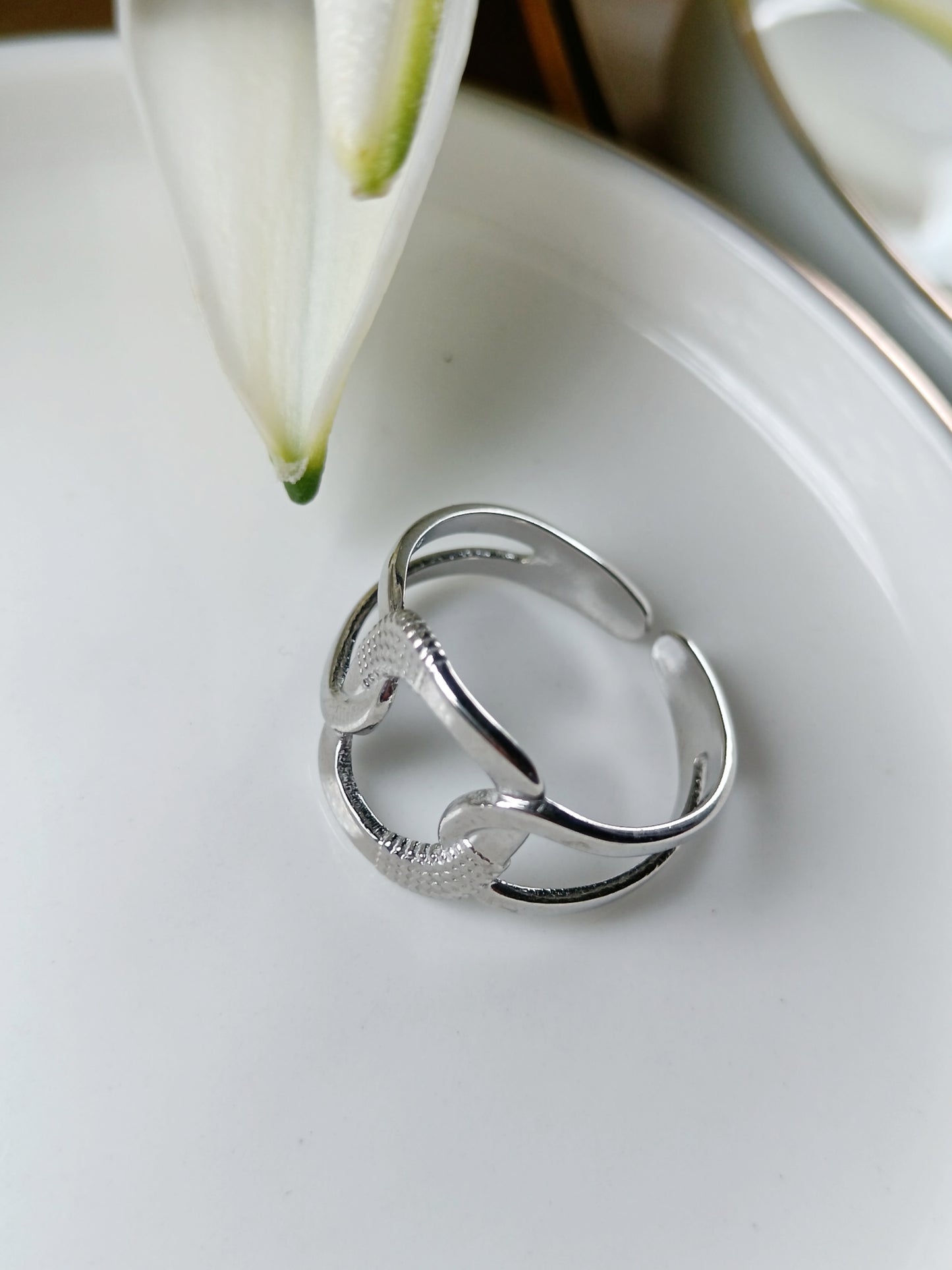 Bague en acier inoxydable argent réglable