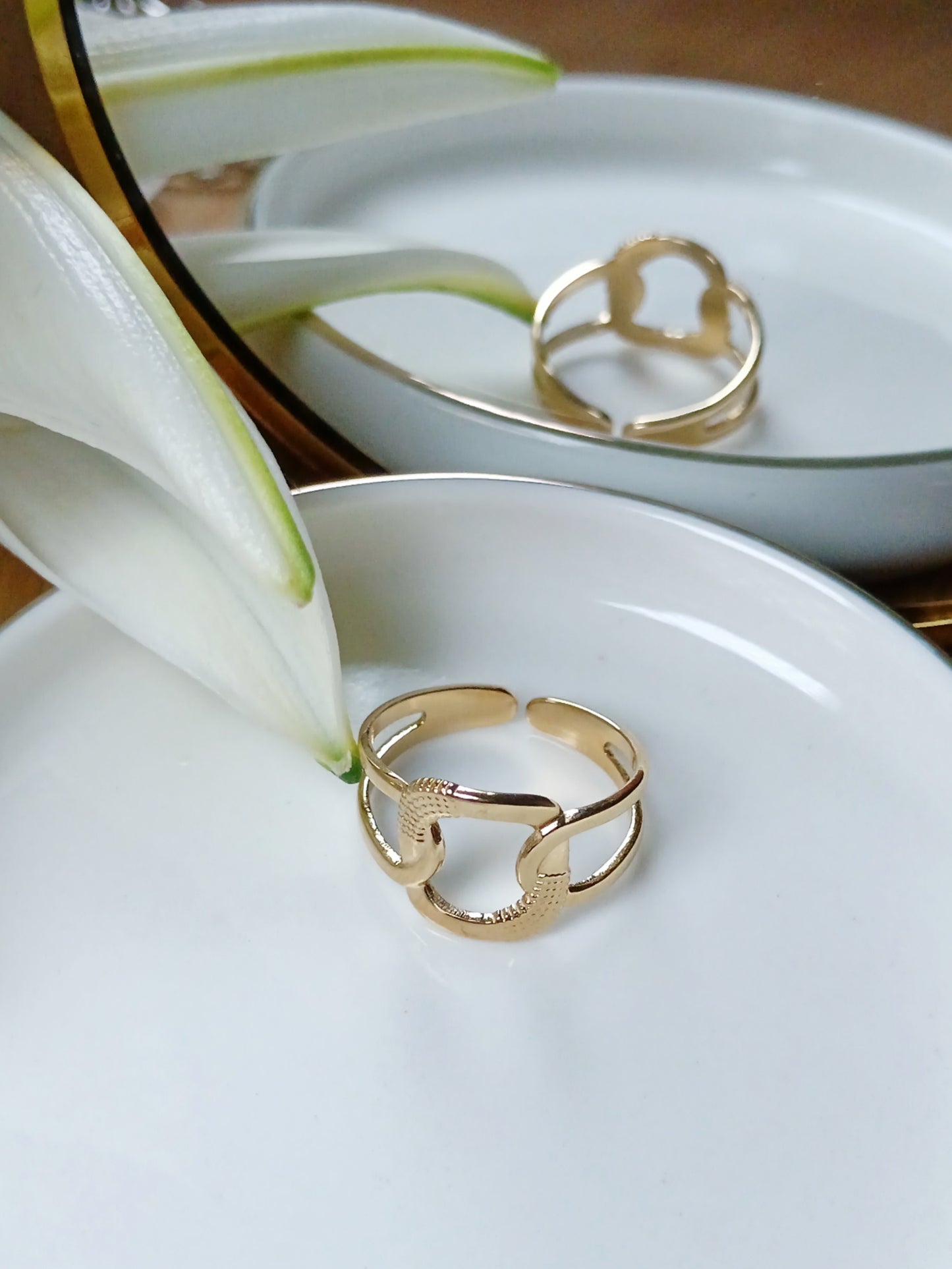 Bague en acier inoxydable doré réglable