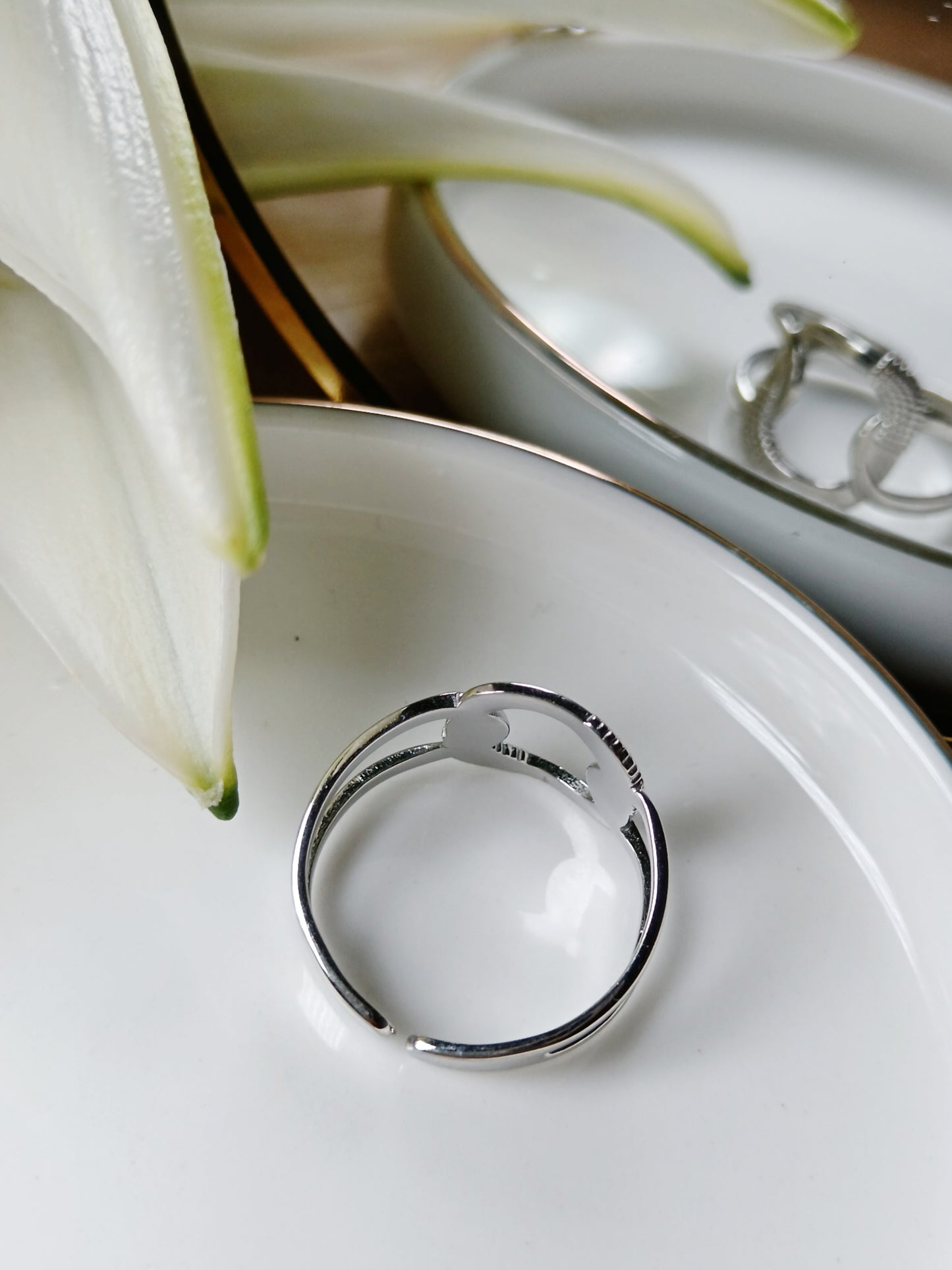Bague en acier inoxydable argent réglable
