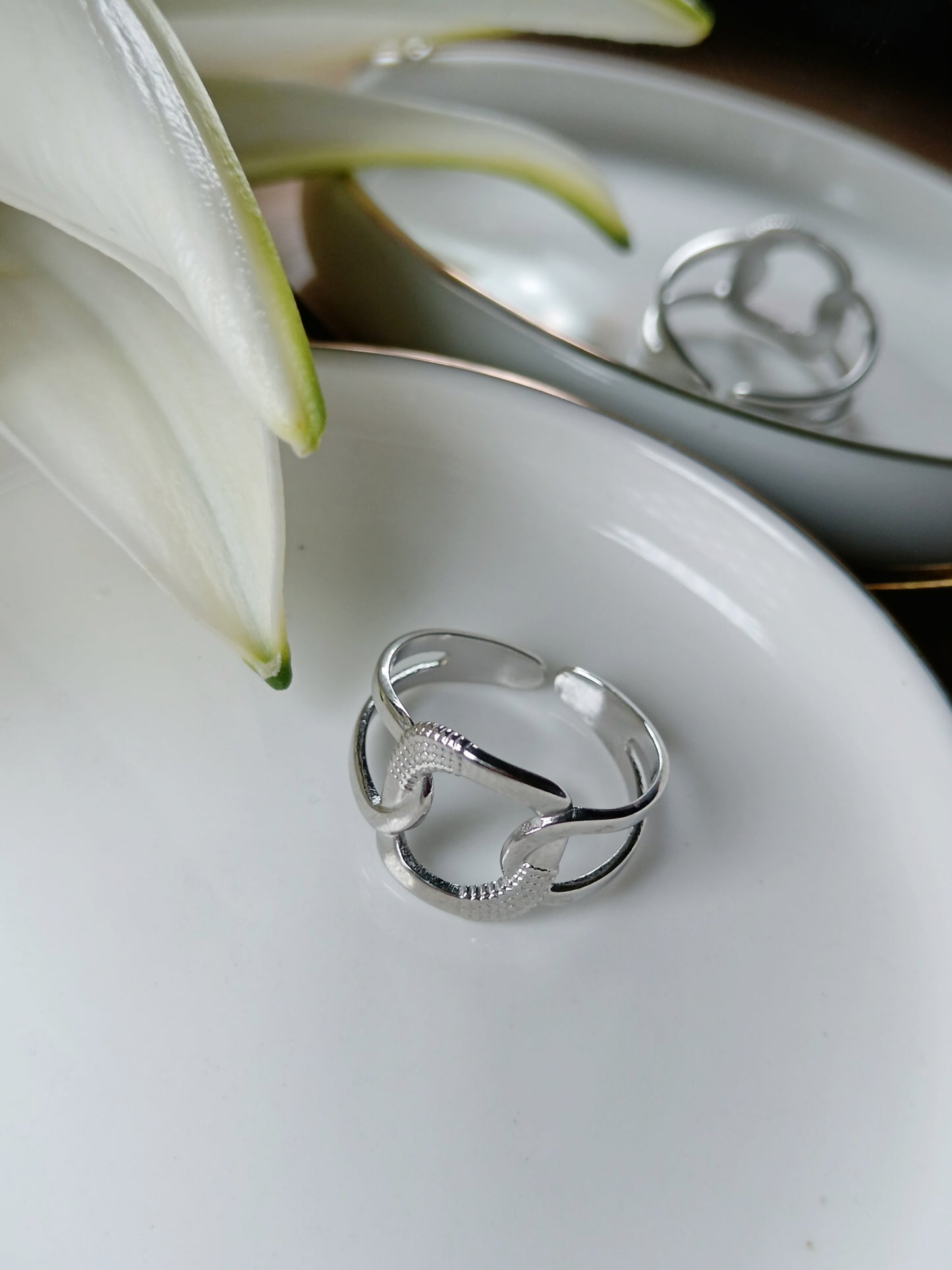 Bague en acier inoxydable argent réglable