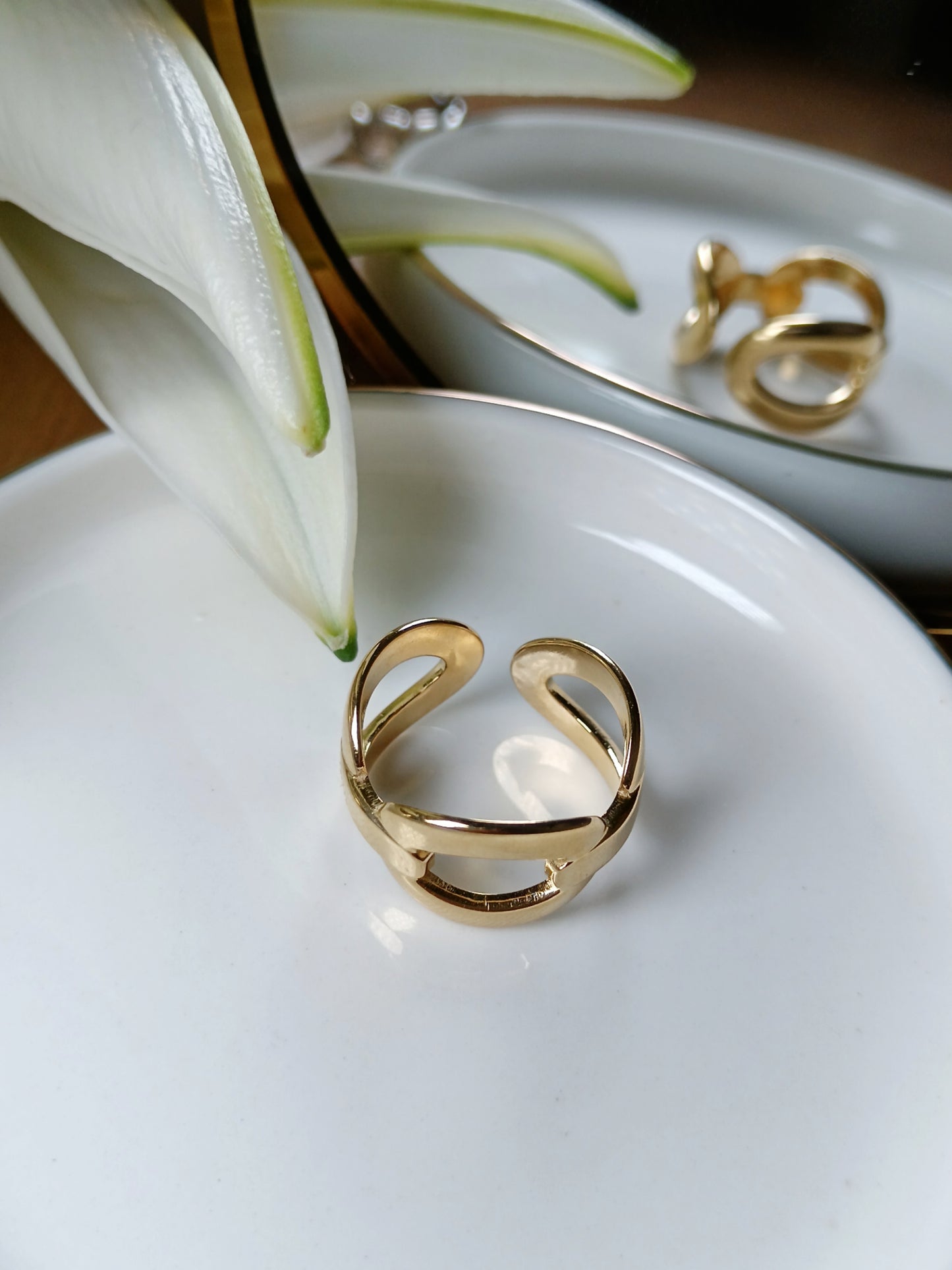 Bague en acier inoxydable doré réglable
