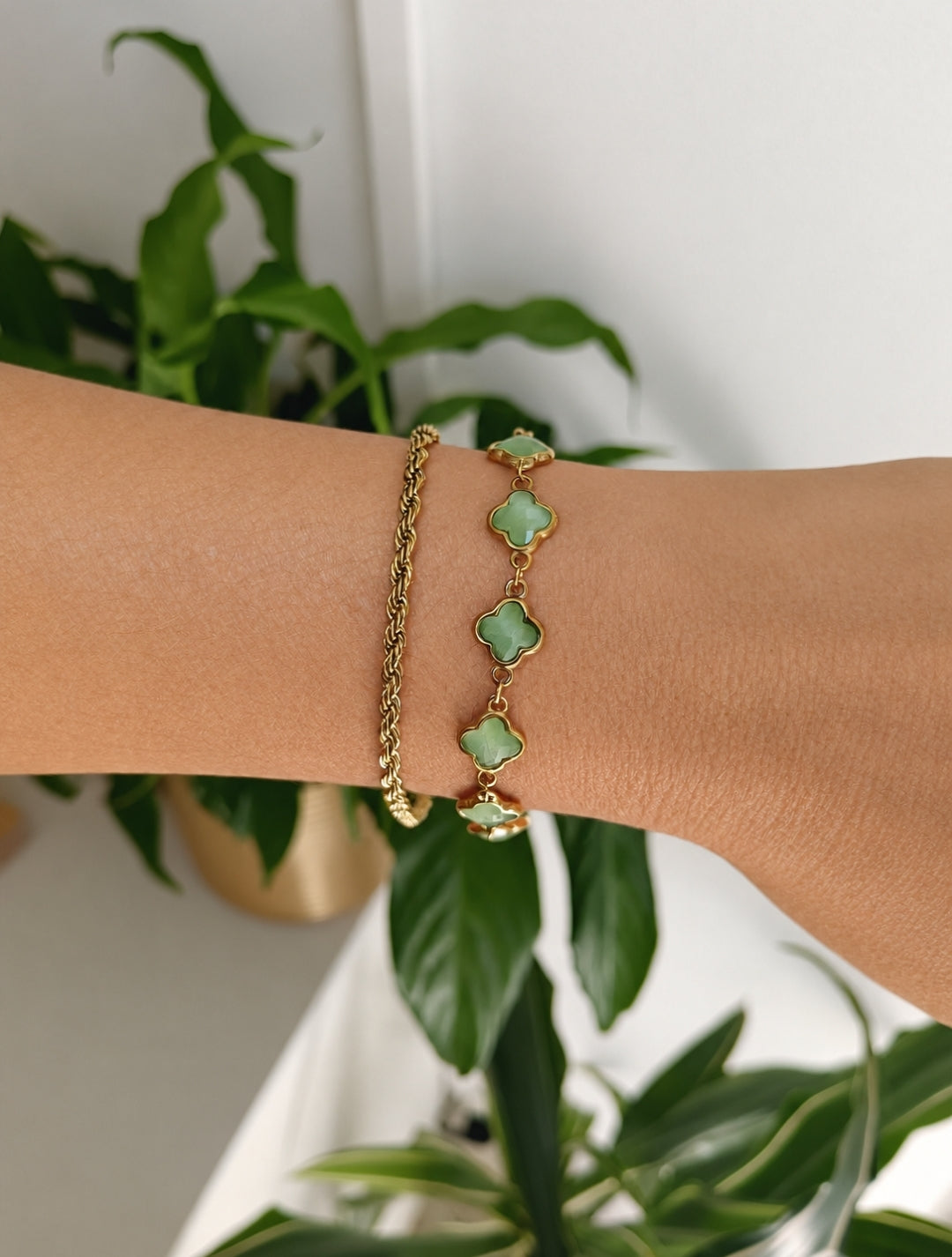 Bracelet trèfles vert