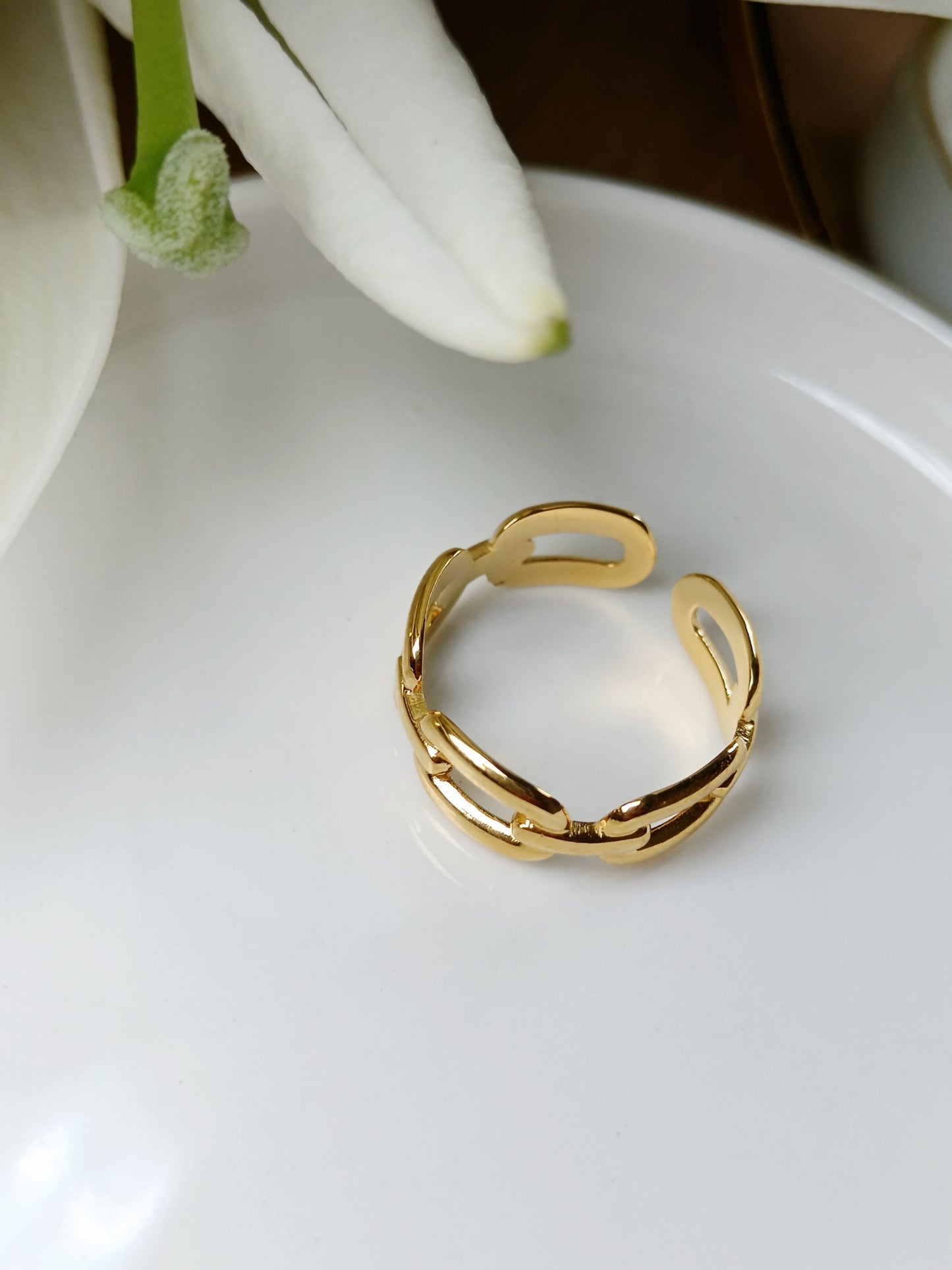 Bague anneaux acier inoxydable doré