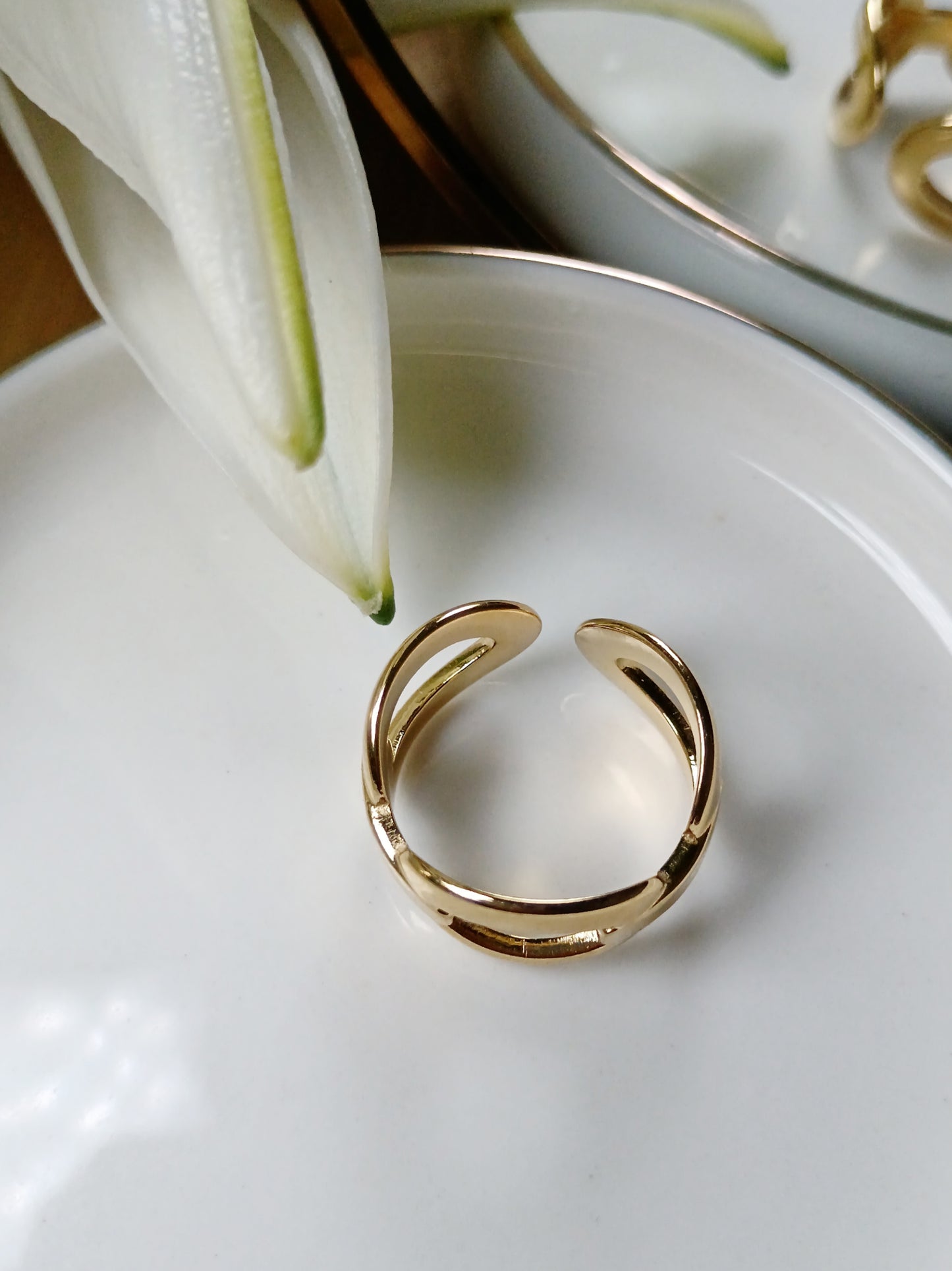 Bague en acier inoxydable doré réglable