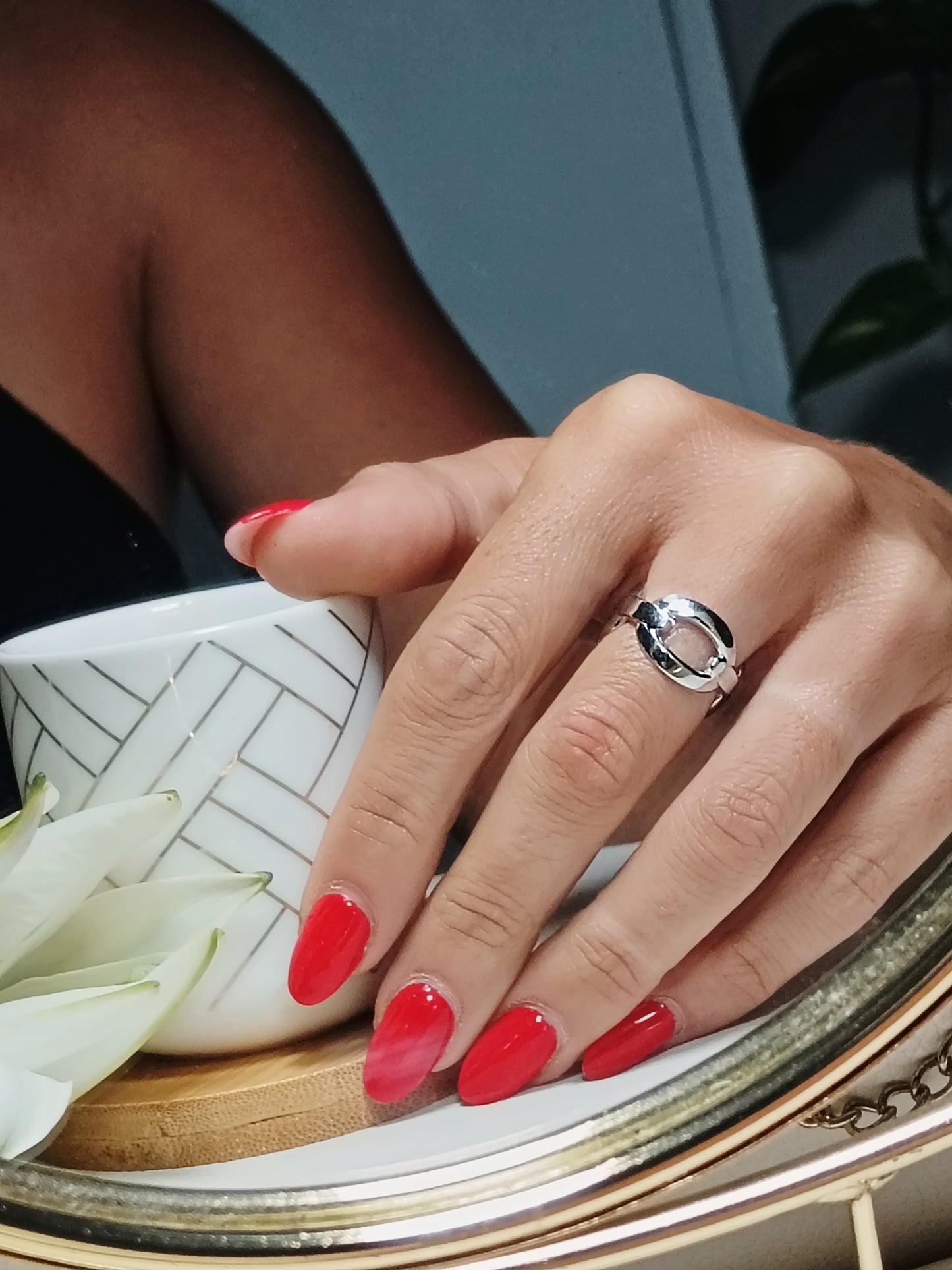Bague en acier inoxydable argent réglable anneaux large