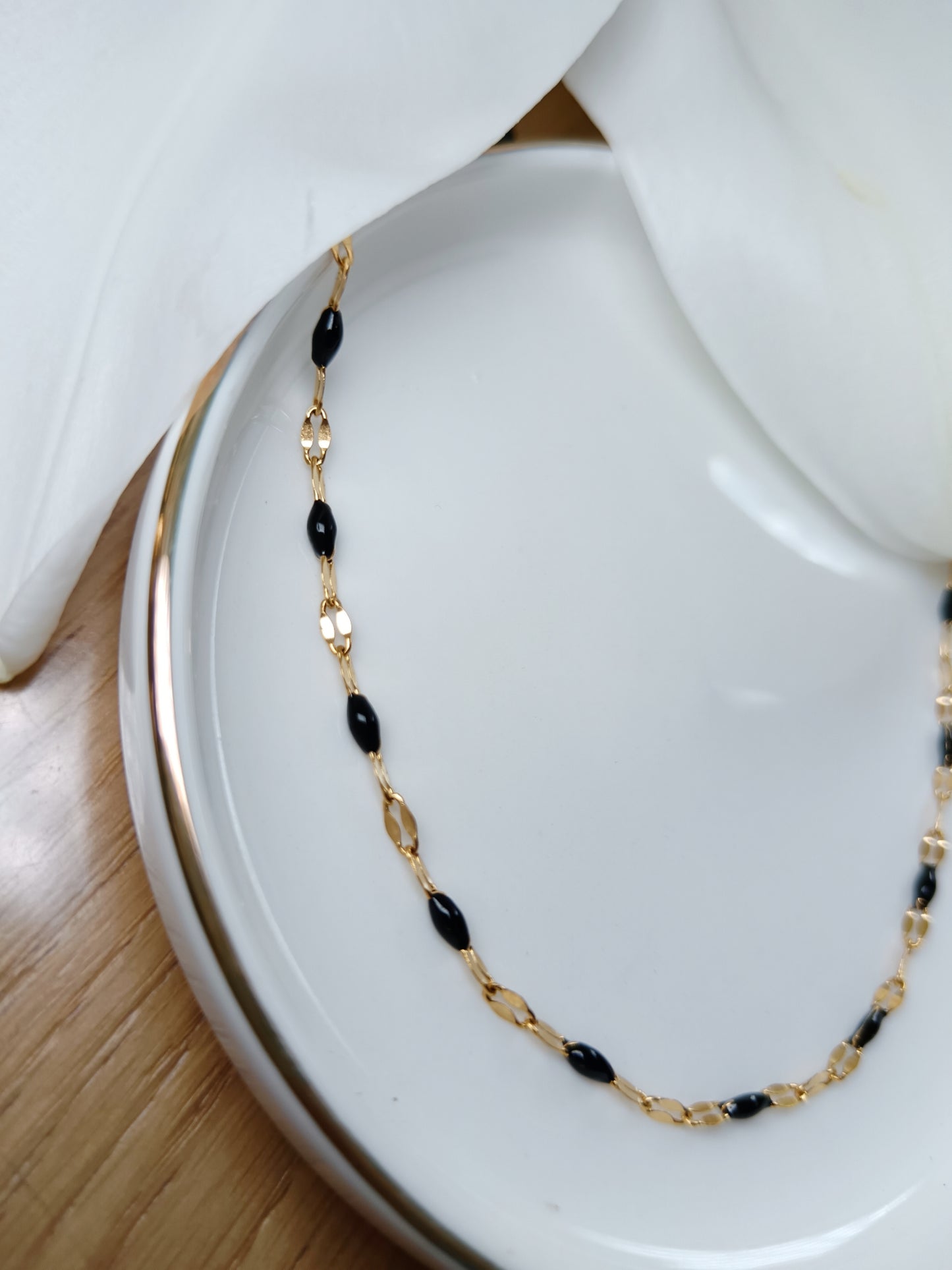 Chaîne diamanté en acier inoxydable émaillée noir