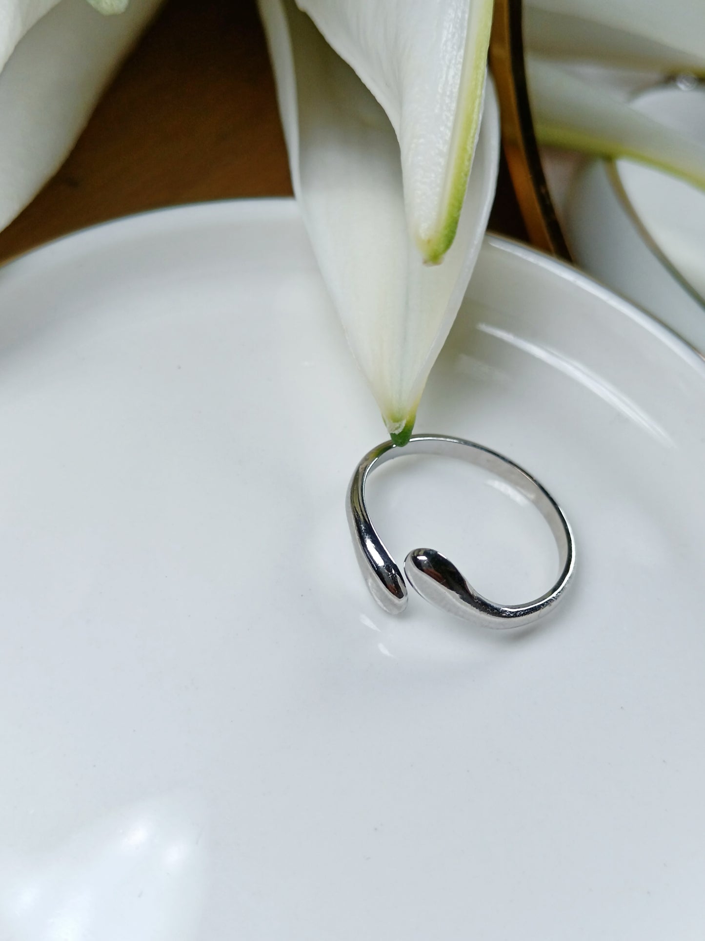 Bague fine en acier inoxydable argent réglable