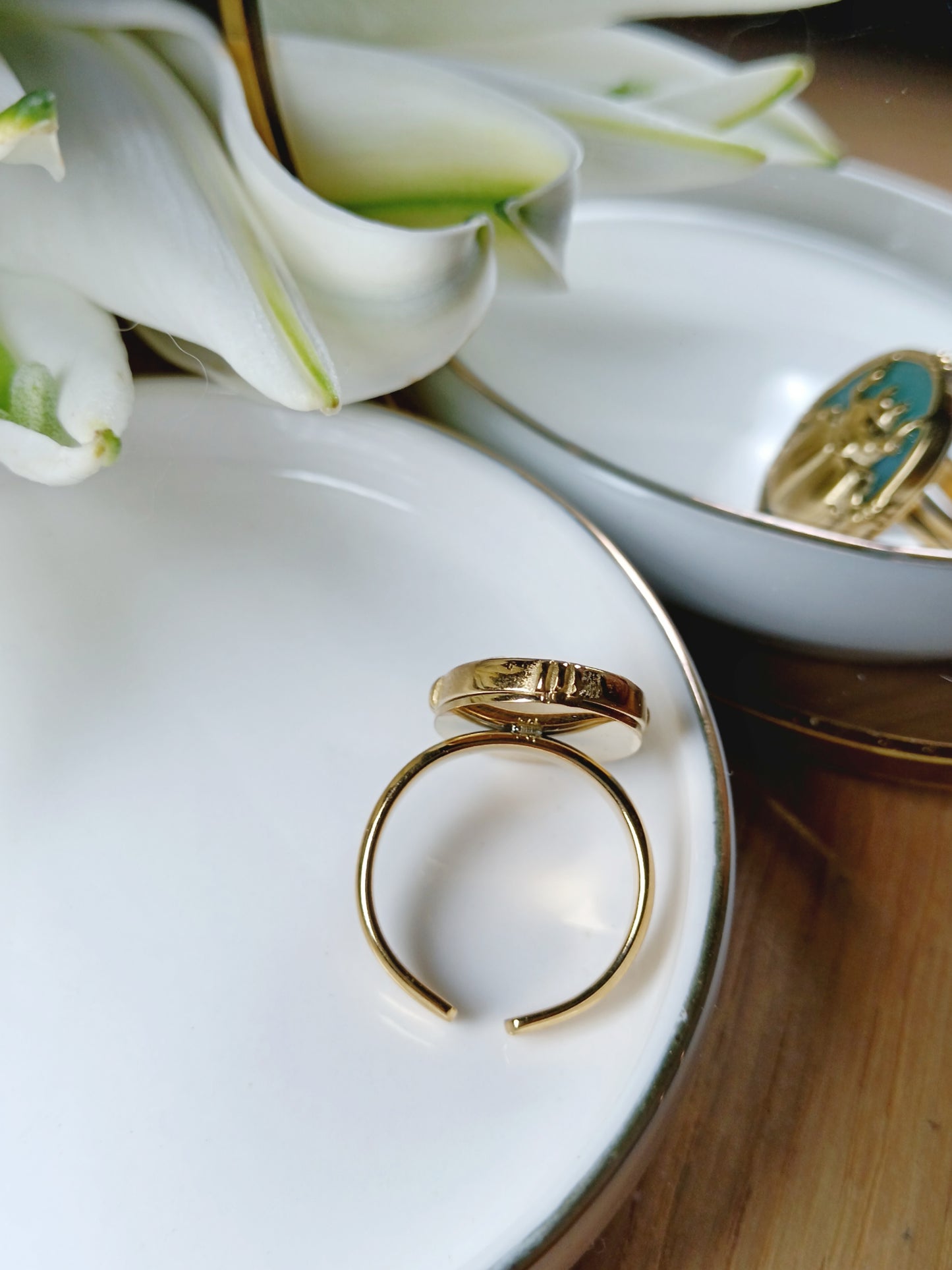 Bague scarabée en acier inoxydable doré réglable Ajustable