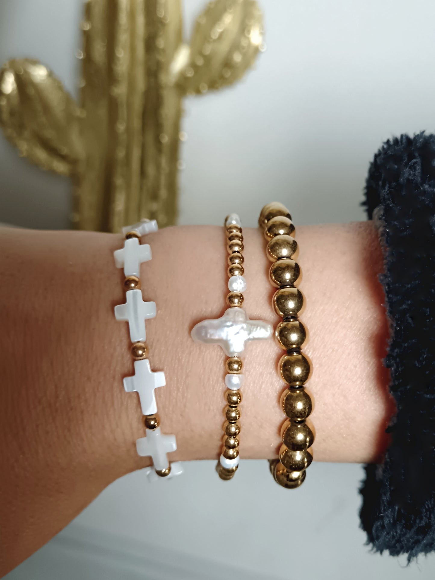 Bracelet croix nacre