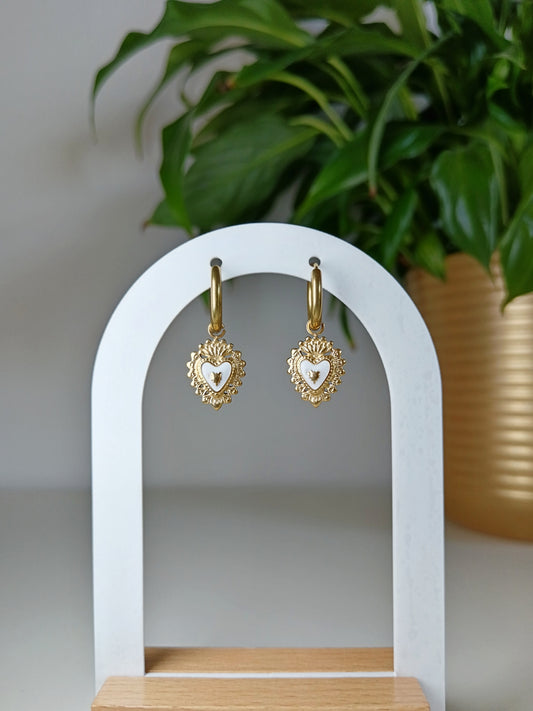 Boucles d'oreilles ex-voto blanc