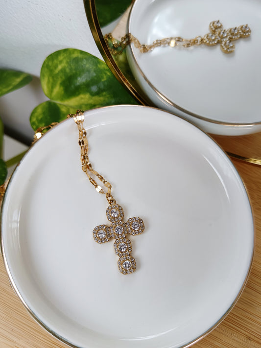 Collier croix strass