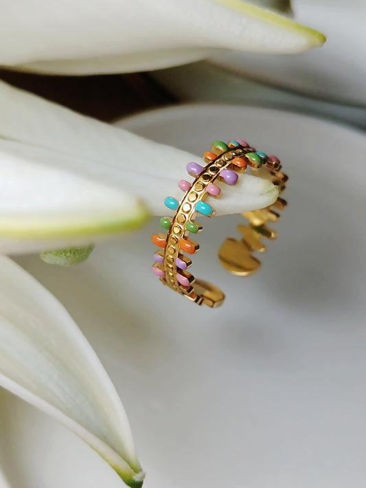 Bague acier inoxydable émaillée 