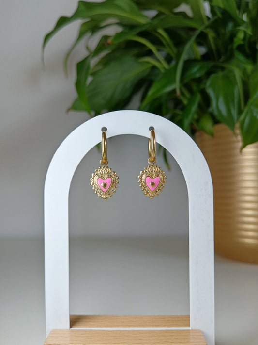 Boucles d'oreilles ex-voto rose poudre