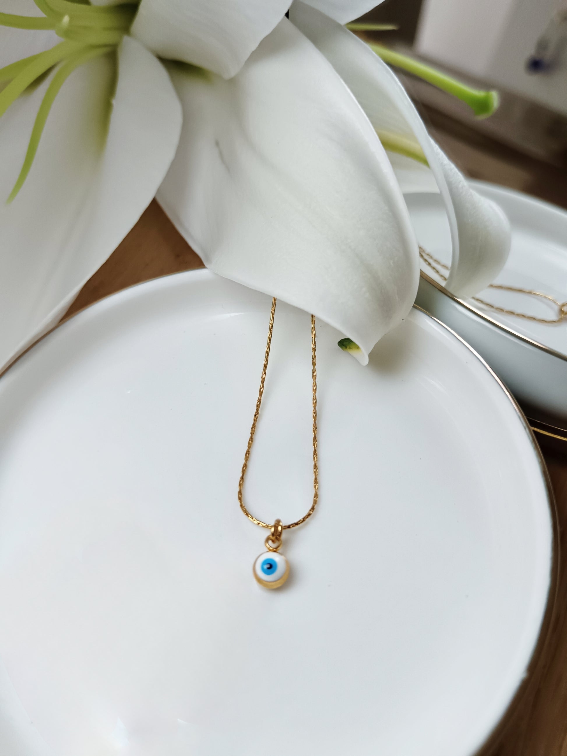 Collier œil en acier inoxydable doré 