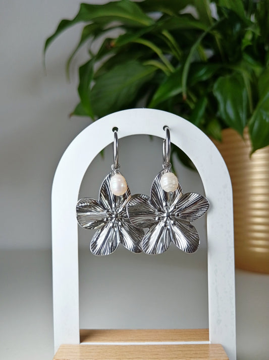 Boucles d'oreilles fleurs argent