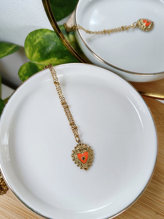 Collier ex-voto orange