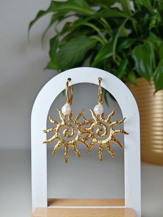 Boucles d'oreilles soleils doré