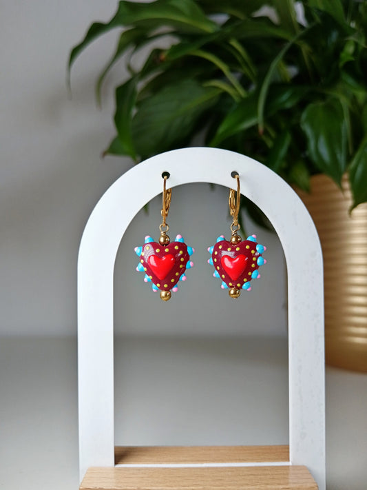 Boucles d'oreilles cœurs mexicains