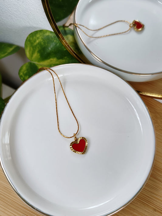 Collier amour cœur rouge