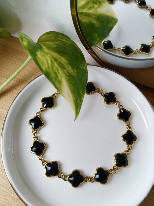Bracelet trèfles noir