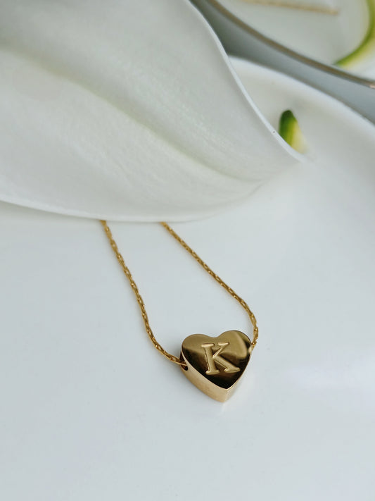 Collier initiale K en acier inoxydable doré 