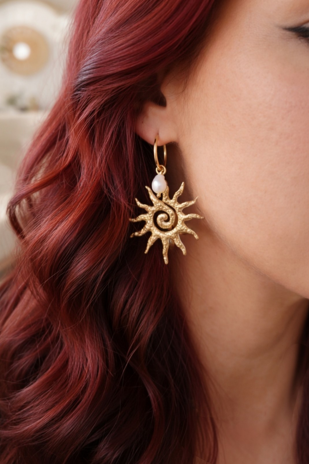 Boucles d'oreilles soleils doré