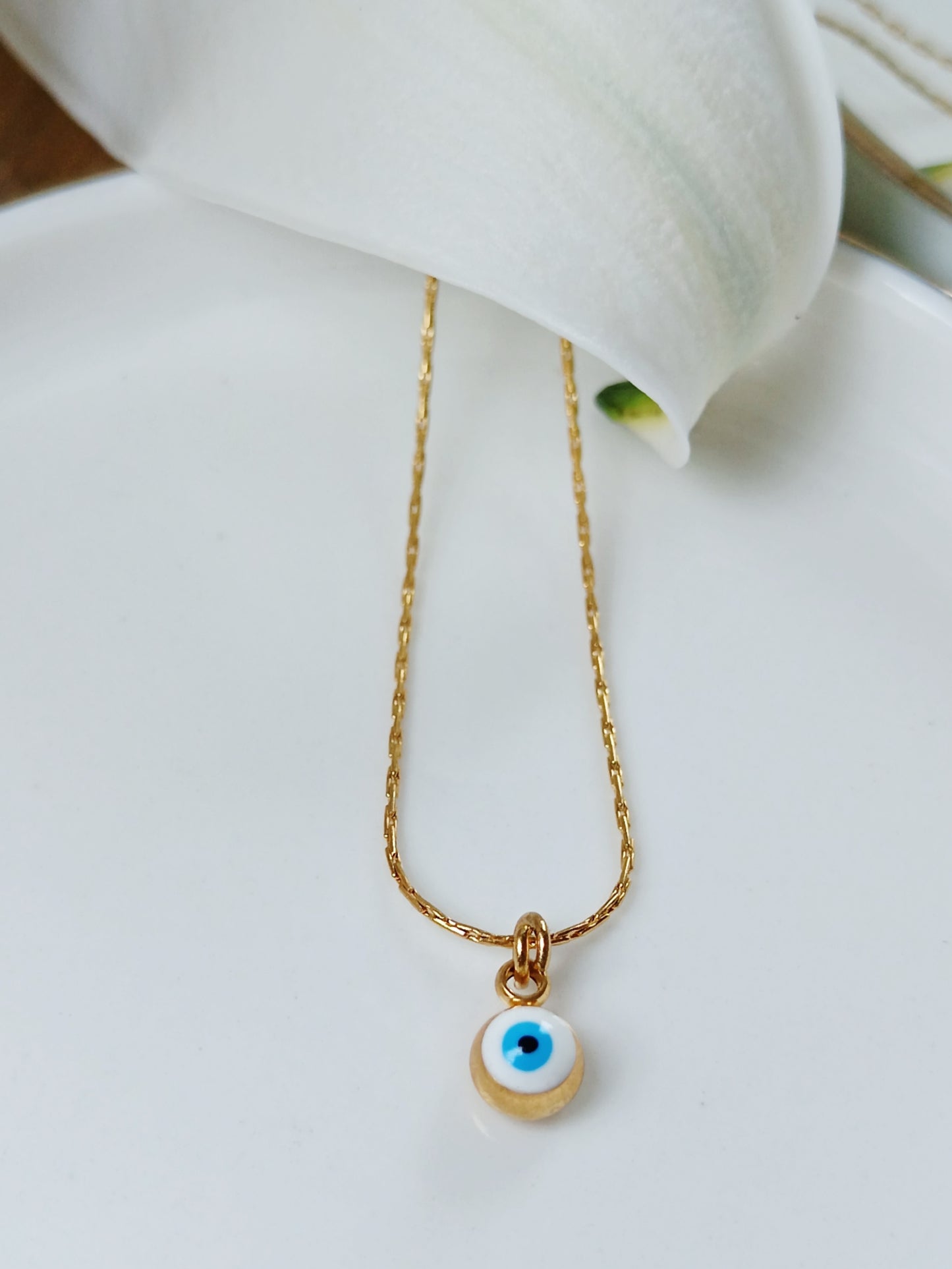 Collier œil en acier inoxydable doré 