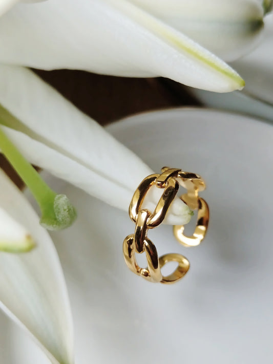 Bague anneaux acier inoxydable doré 