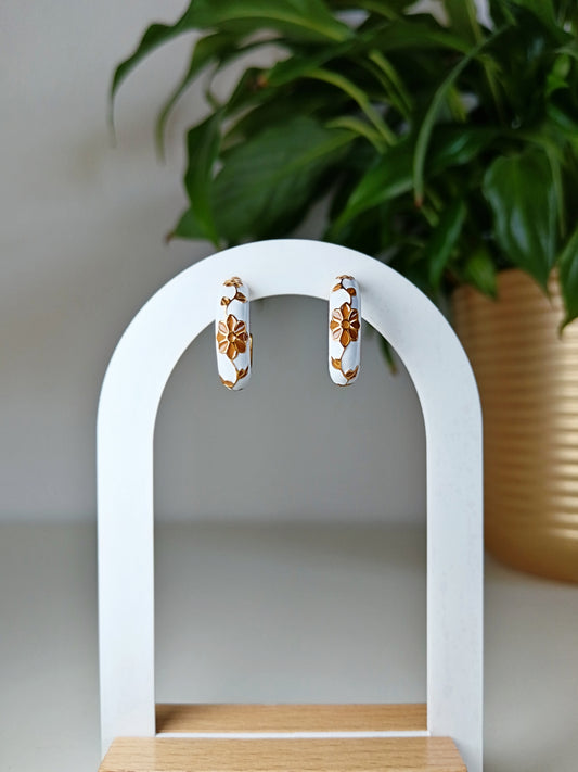 Boucles d'oreilles émail blanc