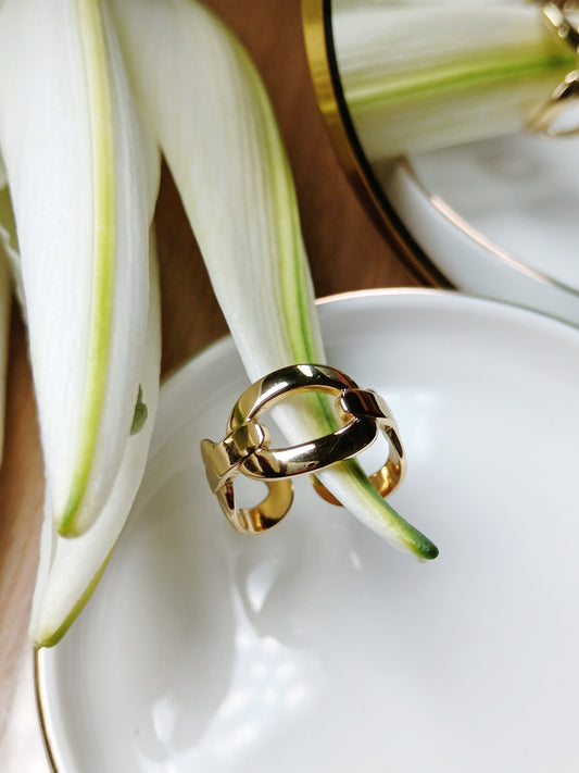 Bague en acier inoxydable doré réglable 