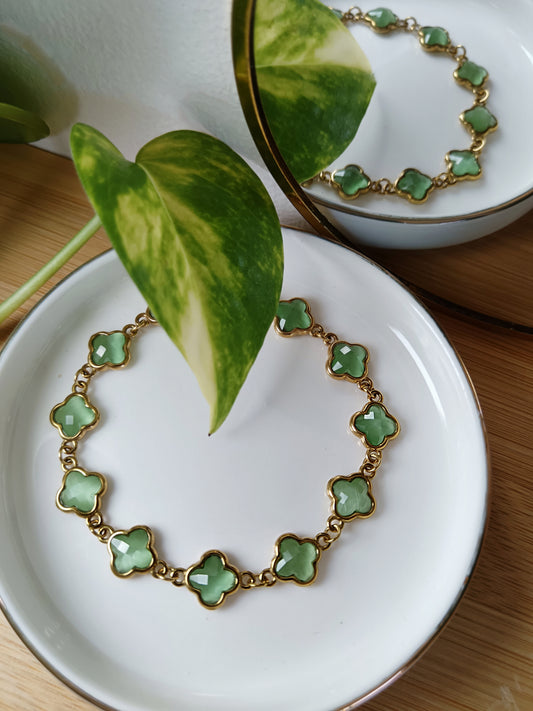 Bracelet trèfles vert