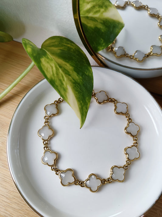 Bracelet trèfles blanc