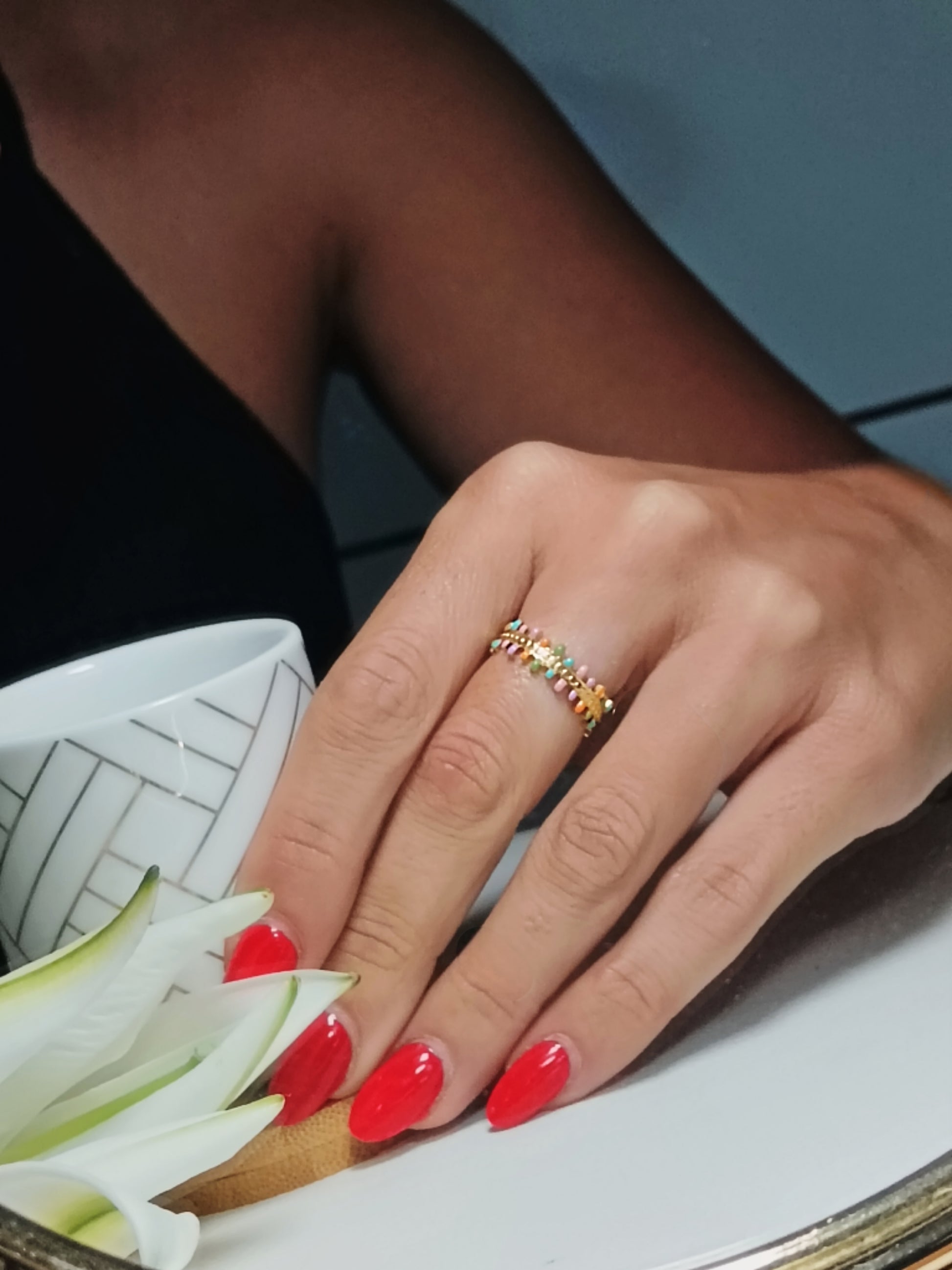 Bague acier inoxydable émaillée