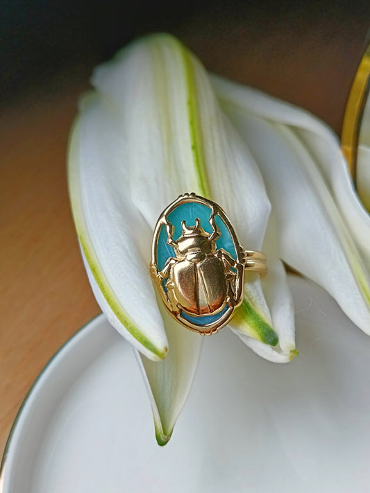 Bague scarabée en acier inoxydable doré réglable Ajustable 