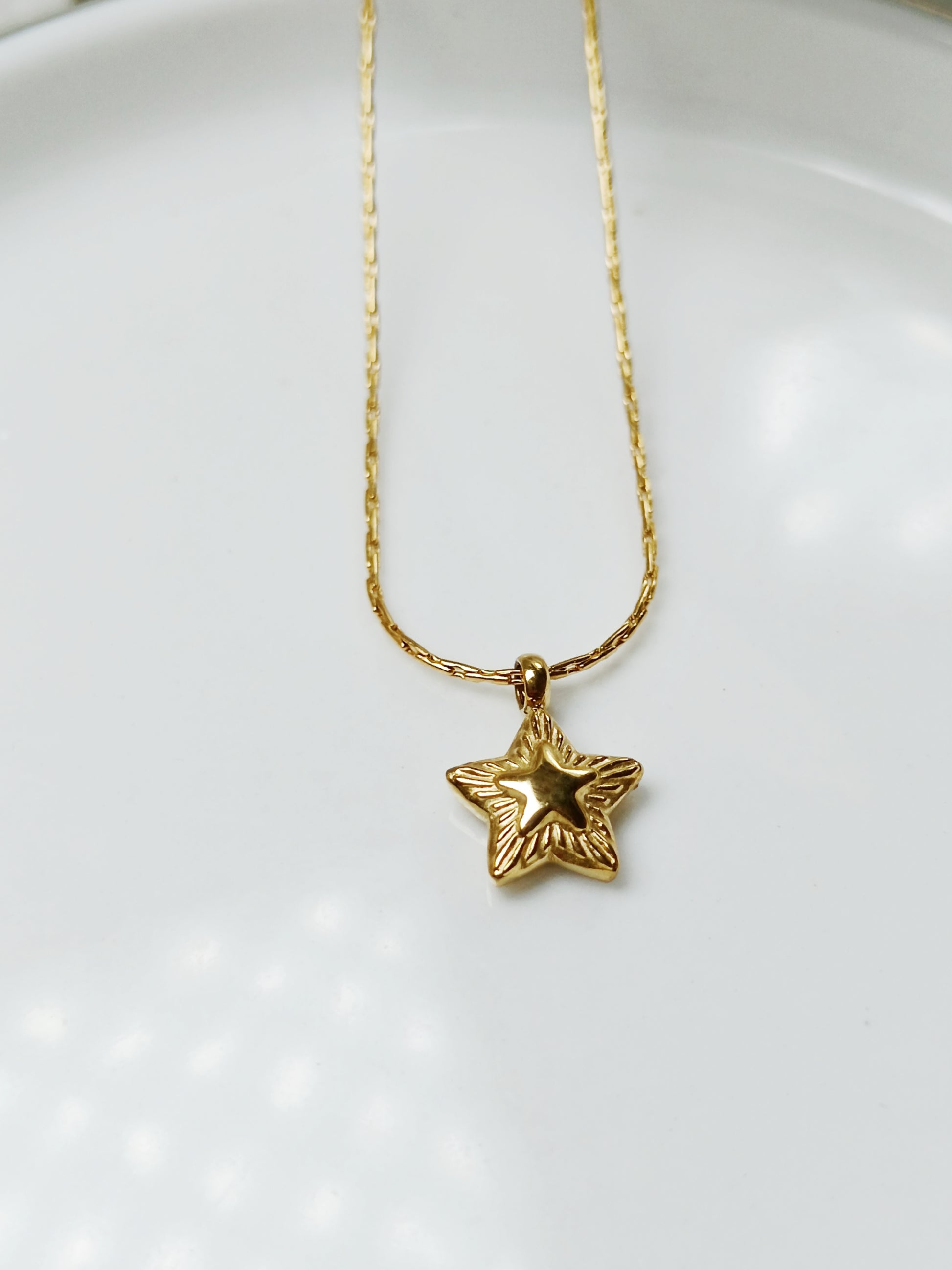 Collier chaîne fine Serpentine avec pendentif étoile  en acier inoxydable doré