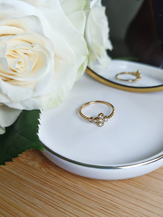 Bague croix strass