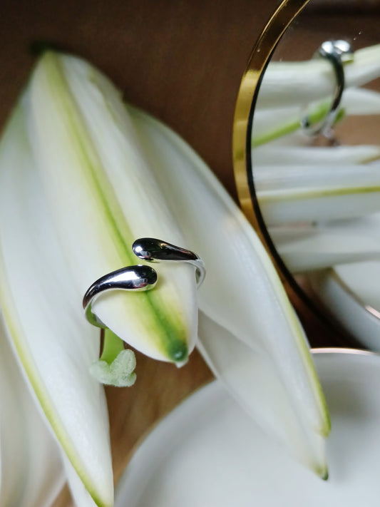 Bague fine en acier inoxydable argent réglable 