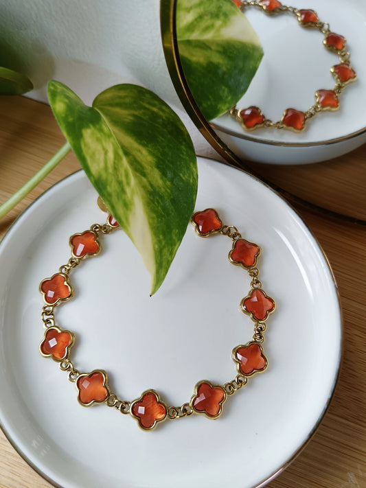 Bracelet trèfles orange