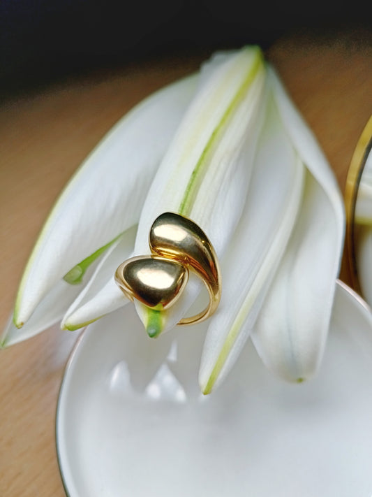 Bague formes bombées arrondies En Acier inoxydable doré réglable Ajustable