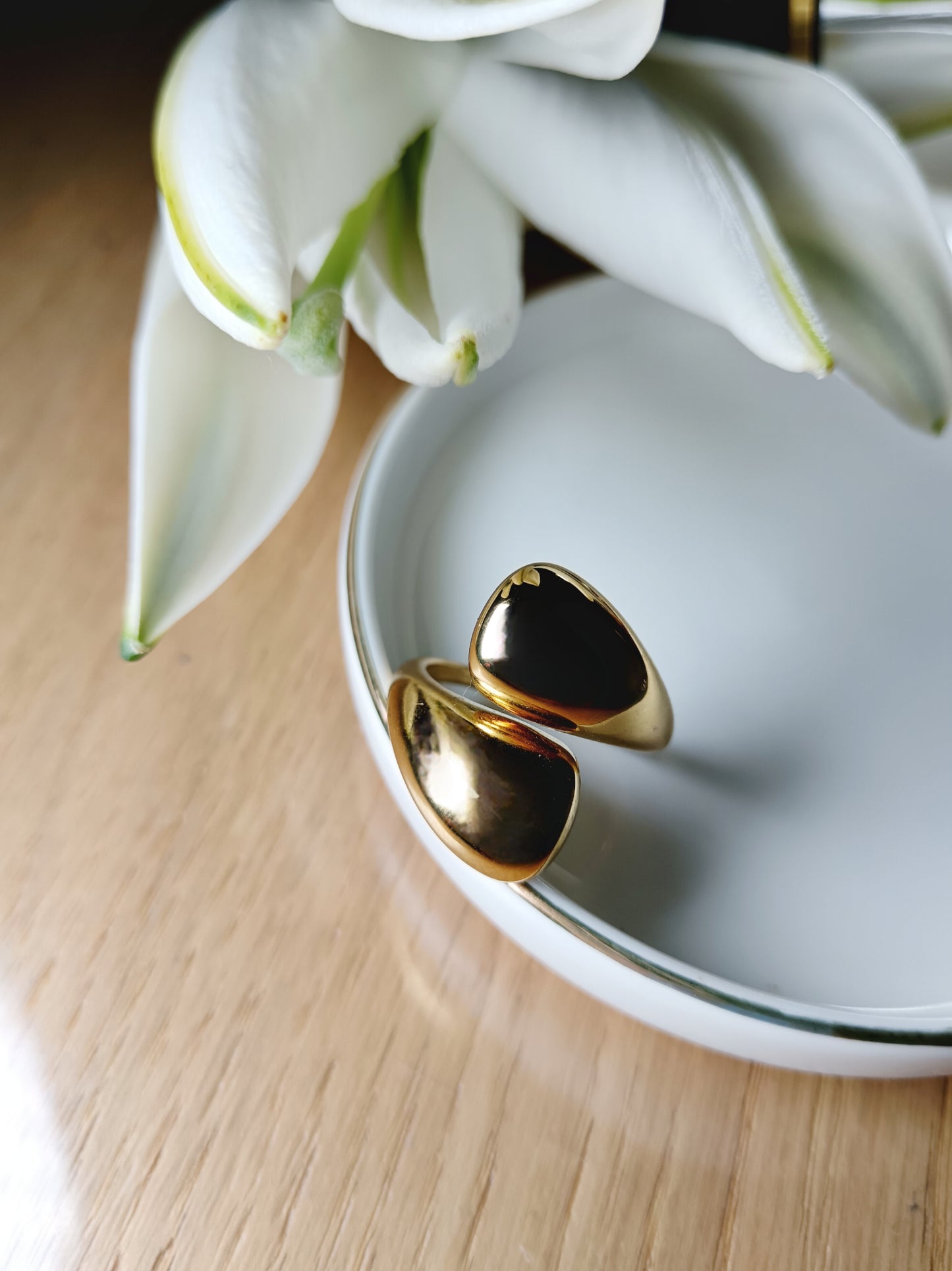 Bague formes bombées arrondies En Acier inoxydable doré réglable Ajustable